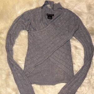 Cozy Gray Cable Knit Turtleneck Sweater